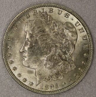1891-O Morgan Silver Dollar UNC (Has Roller Marks on reverse)