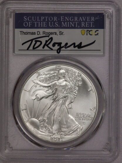 2021 Silver Eagle First Strike Type 2 MS70 PCGS Rogers Signed