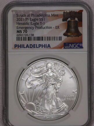 2021 (P) Silver Eagle First Strike Type 1 MS70 NGC Bell Label