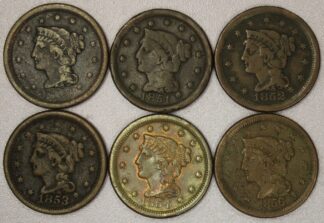 1850, 1851, 1852, 1853, 1854 & 1856 Matron Head Large Cents Circulated