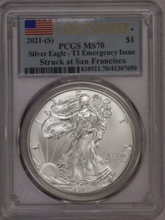 2021 (S) Silver Eagle First Strike Emergency Issue Type 1 MS70 PCGS