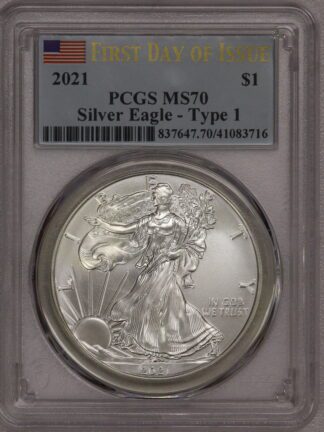 2021 Silver Eagle First Day Of Issue Type 1 MS70 PCGS