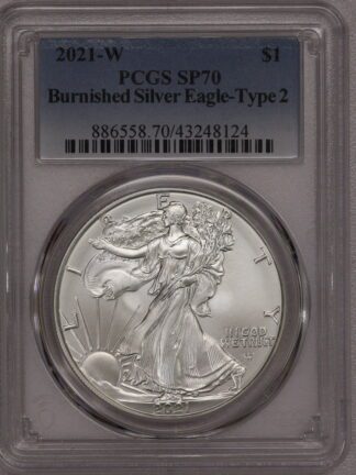 2021 Silver Eagle Burnished Type 2 SP70 PCGS