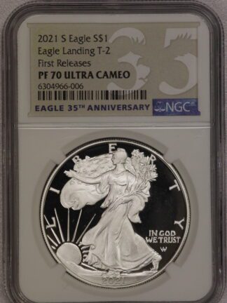 2021 S Silver Eagle First Release Type 2 PF70 NGC Eagle Label