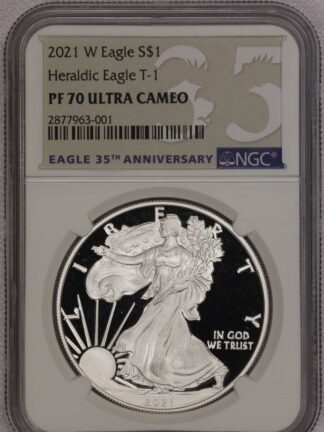 2021 W Silver Eagle First Release Type 1 PF70 NGC Eagle Label
