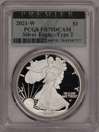 2021 W Silver Eagle Premier Type 2 PR70 PCGS