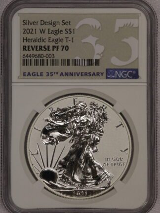 2021 W Silver Eagle Premier Type 1 Reverse PR70 NGC 35th
