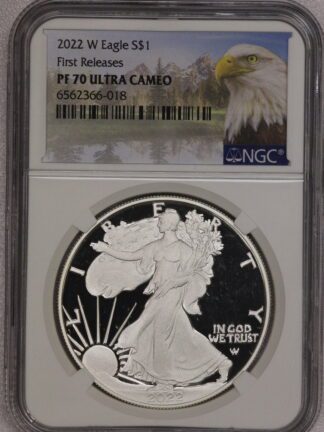 2022 S Silver Eagle First Releases PF70 NGC Eagle Label