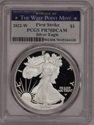 2022 W Silver Eagle First Strike PR70 NGC West Point Blue Label
