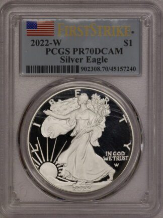 2022 W Silver Eagle First Strike PR70 NGC Flag Label