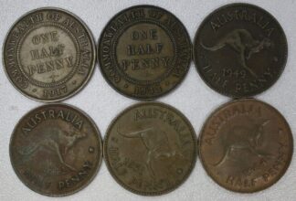 1917 to 1964 Six Different Australia Half Pennies