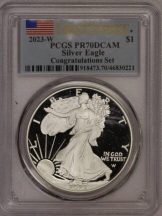 2023 W Silver Eagle PR70 NGC Congratulations Set