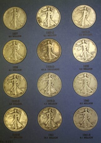 1937 to 1947 Liberty Walking Half Dollars Complete Collection in a Whitman Folder