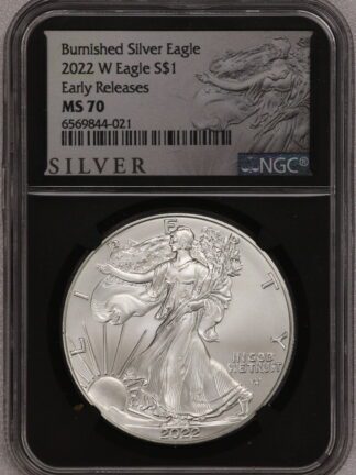 2022 W Silver Eagle Early Releases Burnished MS70 NGC Black Silver Label