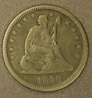 AUCTION-   1856 Seated Liberty Quarter VF Cleaned