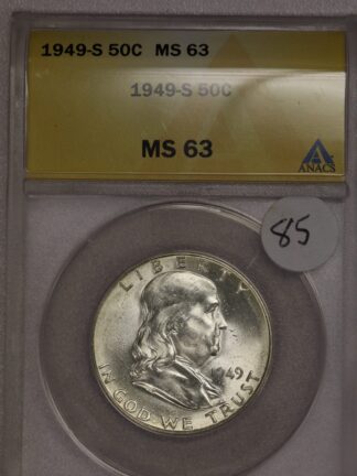 1949-S Franklin Half Dollar ANACS MS63