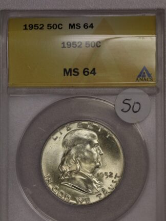 1952 Franklin Half Dollar ANACS MS64