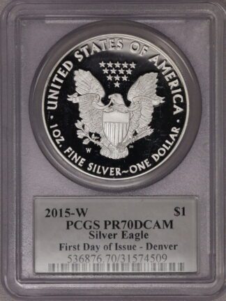 2015 W Proof Silver Eagle PCGS PR70 DCAM Florida FUN