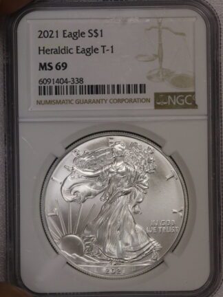 2021 American Silver Eagle Type 1 NGC MS69 Brown Label