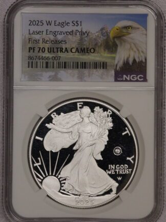 2025 W Silver Eagle Laser Engraved Privy PF70 NGC