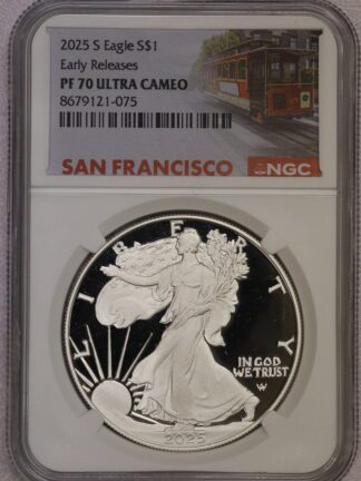 2025 S Silver Eagle First Releases Trolly Label PF70 NGC