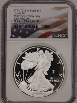 1776 - 2026 P Silver Eagle Eagle PF69 250th Anniversary Privy