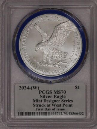 2024 (W) Silver Eagle Mint Designer Series MS70 PCGS Blue Ring