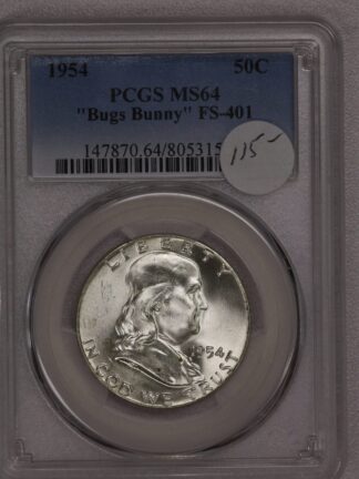1954 Franklin Half Dollar PCGS MS64 "Bugs Bunny"