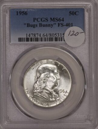 1956 Franklin Half PCGS MS64 "Bugs Bunny" FS-401