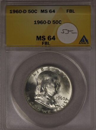 1960-D Franklin Half ANACS MS64 FBL