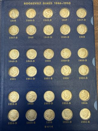 1946 to 1964 *48 Coins Album Toned Roosevelt Dimes Complete Circulated Collection