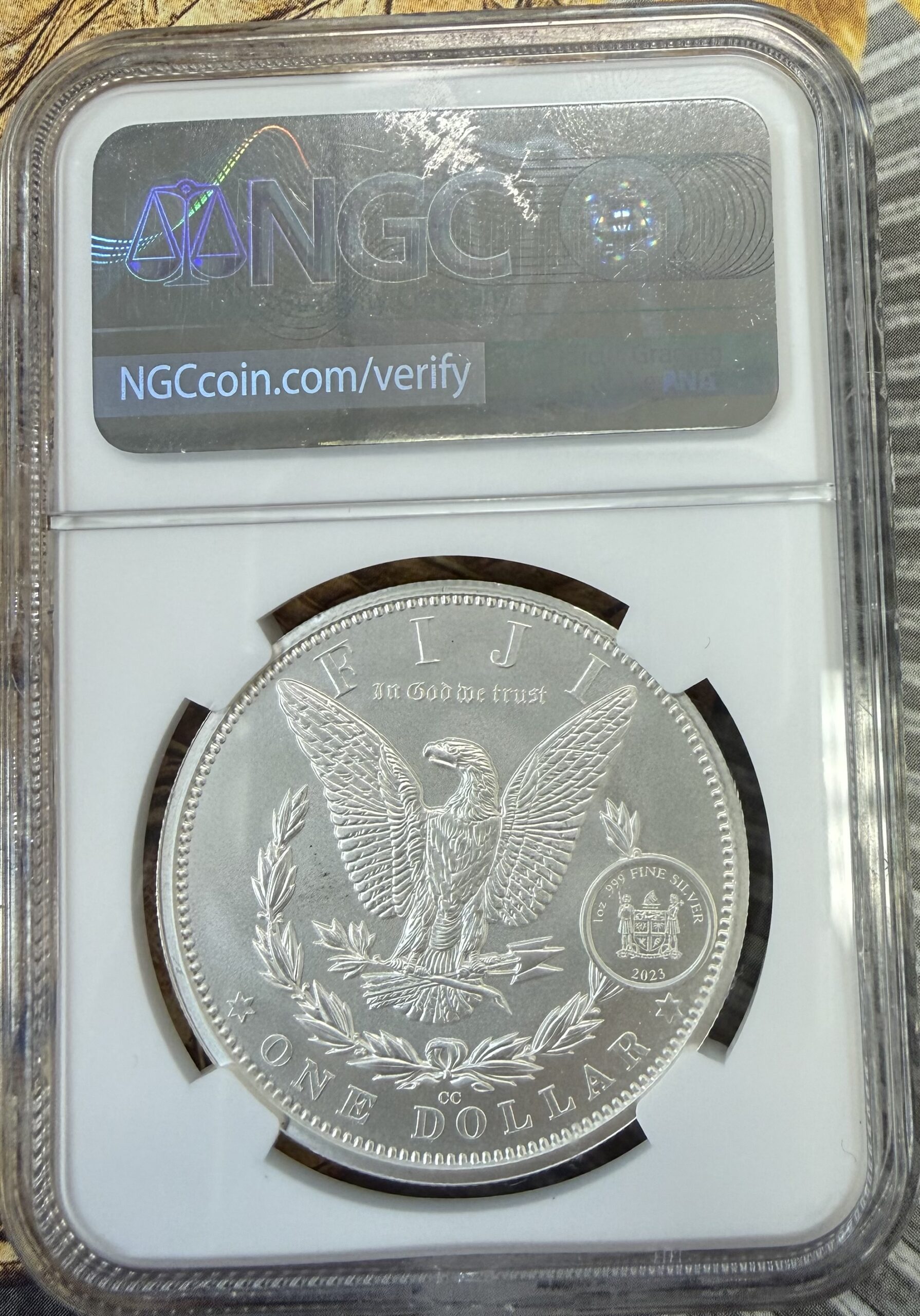 2023 "1892 CC Morgan Dollar" Fiji .999 Troy oz Silver MS70 NGC UB - Image 2