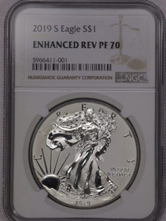 (1) 2019 S Reverse Enhanced Proof Silver Eagle NGC PF70