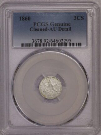 1860 Three Cent Silver Trime AU Cleaned PCGS