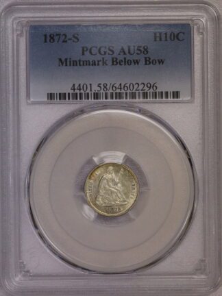 1872 S Seated Liberty Half Dime AU58 PCGS