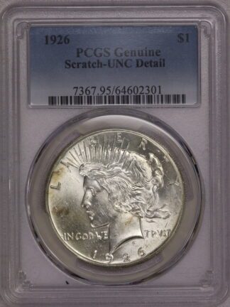 1926 Peace Dollar UNC Scratched PCGS