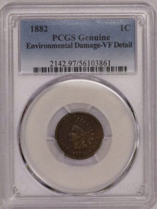 1882 Indian Cent VF Detail: Environmental Damage