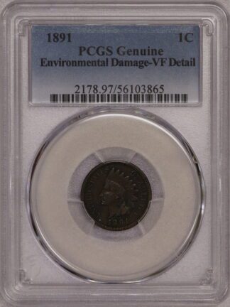 1891 Indian Head Cent PCGS VF Detail: Environmentally Damaged