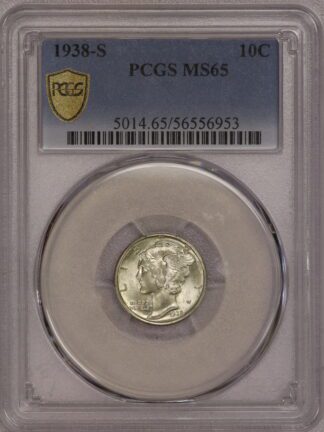 1938-S Mercury Dime PCGS MS65
