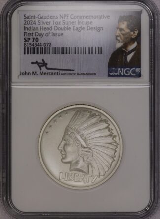2024 Saint Gaudens NPF Commemorative One Ounce Super Incuse Indian Head Double Eagle Design NGC SP70