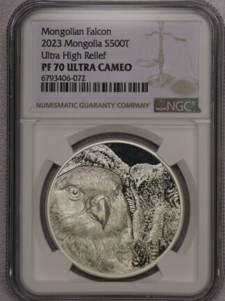 2023 Mongolian Falcon 500T Ultra High Relief NGC PF70 Ultra Cameo