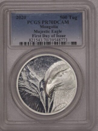 2020 Mongolia Majestic Eagle 1st Day of Issue PCGS PR70 DCAM