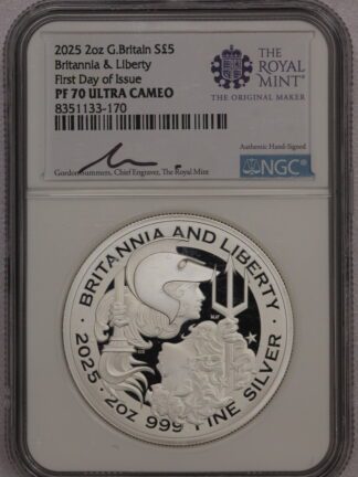 2025 Britannia & Liberty 2 oz Silver G. Britain PF70