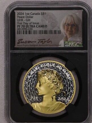 2024 1 oz Silver Peace Dollar Canada PF70 NGC Taylor Signed BLACK Label