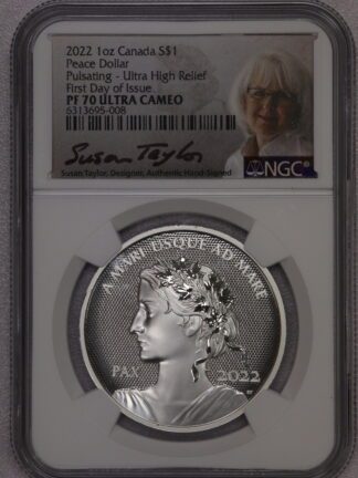 2022 Canada $1 Peace Dollar First Day of Issue NGC PF70 Pulsating