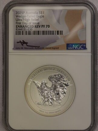 2025 Australia $1 Wedge-Tailed Eagle Ultra High Relief FDOI NGC Enhanced Rev PF70