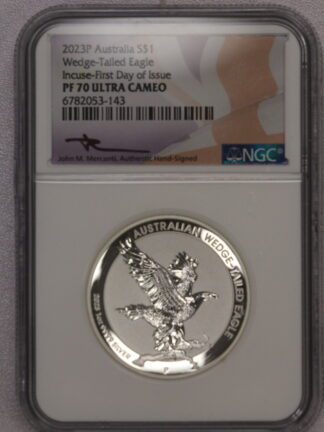 2023P Australia $1 Wedge-Tailed Eagle Incuse-FDOI NGC PF70 UC