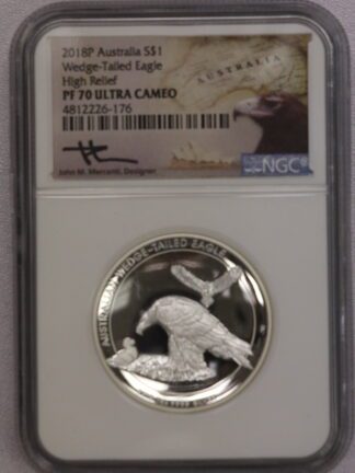2018P Australian $1 1 Oz Silver Wedge-Tailed Eagle High Relief NGC PF70 UC