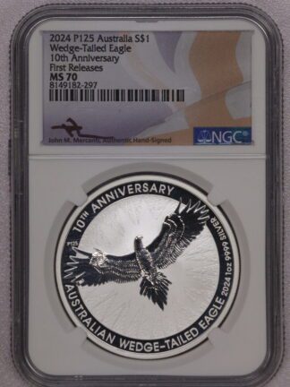 2024 Australian $1 Wedge-Tailed Eagle 10th Anniversary First Releases NGC MS70