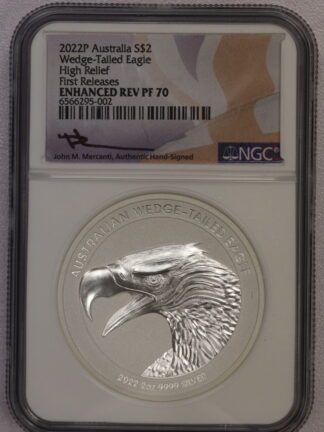 2022 P Australia $2 2 Oz Wedge-Tailed Eagle High Relief First Releases NGC Enhanced Rev PF70